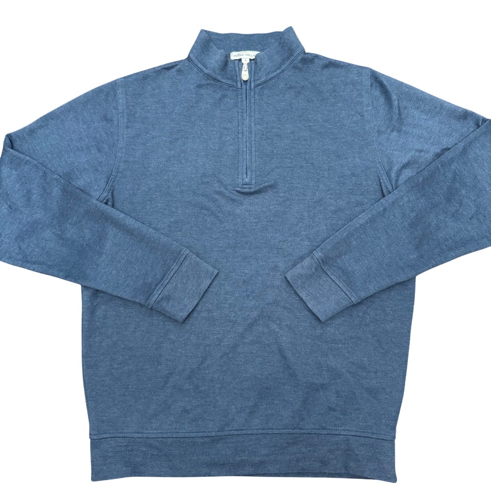 Peter Millar Crown Comfort Pullover Mens Small Blue 1/4 Zip Sweater MF21K143